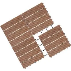 Casaria WPC Decking Tiles Waterproof Flooring Terrace Balcony Garden Patio Outdoor Sidewalks Composite Deck Floor 11x Classic Terracotta -Indoor Flower Pot 18514457 5