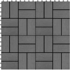 Hommoo 22 Pcs Decking Tiles 30x30 Cm 2 Sqm WPC Grey VD20452