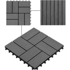 Hommoo 22 Pcs Decking Tiles 30x30 Cm 2 Sqm WPC Grey VD20452 -Indoor Flower Pot 22834734 4