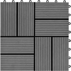 Hommoo 22 Pcs Decking Tiles 30x30 Cm 2 Sqm WPC Grey VD20452 -Indoor Flower Pot 22834734 5