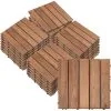 Outsunny 27pc Floor Tiles Interlocking Solid Wood DIY Deck Tiles Indoor Outdoor