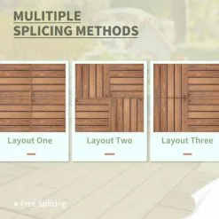 Outsunny 27pc Floor Tiles Interlocking Solid Wood DIY Deck Tiles Indoor Outdoor -Indoor Flower Pot 28381584 5