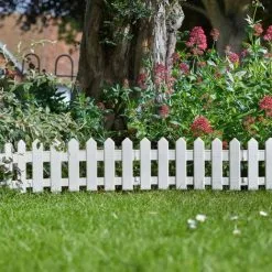 4 X Smart Garden White Picket Fence Path Border Lawn Plant Beds Edging