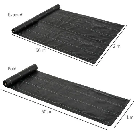 Outsunny Weed Barrier Fabric Durable Convenient Design Weed Block Mat 2m X 50m 4 Outsunny Weed Barrier Fabric Durable Convenient Design Weed Block Mat 2m X 50m - Image 2