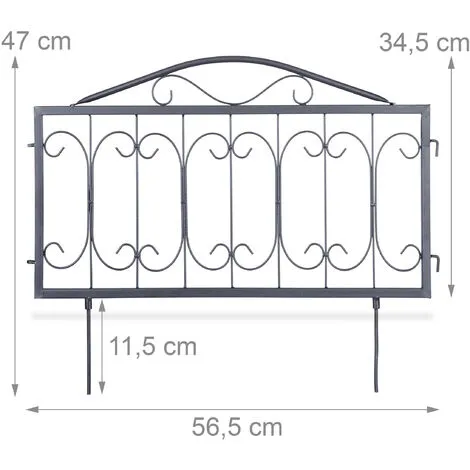 Relaxdays GOTH Set Of 4 Metal Garden Fencing Panels, Yard Fence For Inserting, 33 X 56.5 Cm, Various Colours 6 Relaxdays GOTH Set Of 4 Metal Garden Fencing Panels, Yard Fence For Inserting, 33 X 56.5 Cm, Various Colours - Image 4