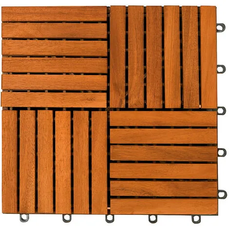 Casaria Wooden Decking Tile 30x30x2.5cm Acacia Eucalyptus Wood Hardwood FCS Certified Cuttable Terrace Patio Balcony Garden Swimming Pool Plugin System Click System Mosaic Indoor Outdoor Pre-Oiled Ac 3 Casaria Wooden Decking Tile 30x30x2.5cm Acacia Eucalyptus Wood Hardwood FCS Certified Cuttable Terrace Patio Balcony Garden Swimming Pool Plugin System Click System Mosaic Indoor Outdoor Pre-Oiled Ac