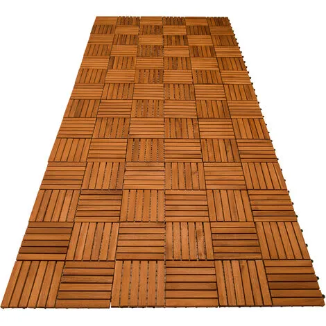 Casaria Wooden Decking Tile 30x30x2.5cm Acacia Eucalyptus Wood Hardwood FCS Certified Cuttable Terrace Patio Balcony Garden Swimming Pool Plugin System Click System Mosaic Indoor Outdoor Pre-Oiled Ac 4 Casaria Wooden Decking Tile 30x30x2.5cm Acacia Eucalyptus Wood Hardwood FCS Certified Cuttable Terrace Patio Balcony Garden Swimming Pool Plugin System Click System Mosaic Indoor Outdoor Pre-Oiled Ac - Image 2