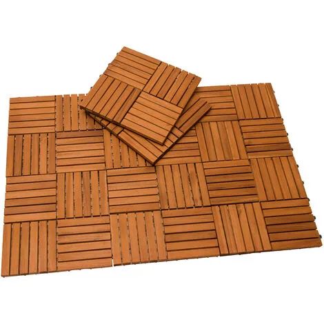 Casaria Wooden Decking Tile 30x30x2.5cm Acacia Eucalyptus Wood Hardwood FCS Certified Cuttable Terrace Patio Balcony Garden Swimming Pool Plugin System Click System Mosaic Indoor Outdoor Pre-Oiled Ac 5 Casaria Wooden Decking Tile 30x30x2.5cm Acacia Eucalyptus Wood Hardwood FCS Certified Cuttable Terrace Patio Balcony Garden Swimming Pool Plugin System Click System Mosaic Indoor Outdoor Pre-Oiled Ac - Image 3