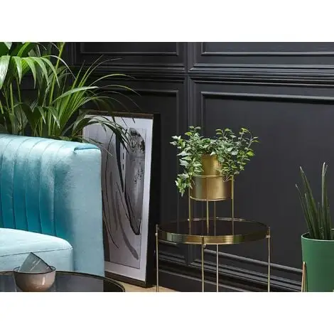 Beliani Modern Plant Stand Indoor Outdoor Flower Pot 15 X 15 X 28 Cm Metal Gold Milea 4 Beliani Modern Plant Stand Indoor Outdoor Flower Pot 15 X 15 X 28 Cm Metal Gold Milea - Image 2