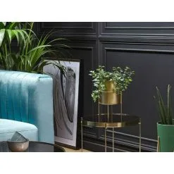 Beliani Modern Plant Stand Indoor Outdoor Flower Pot 15 X 15 X 28 Cm Metal Gold Milea -Indoor Flower Pot 34601786 2