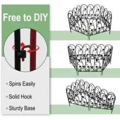 Unho Set Of 5 Steel Garden Lawn Edging, Path And Border Fence Panels (59cm X 62cm) -Indoor Flower Pot 34742014 4