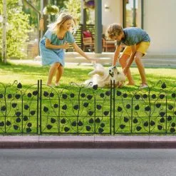 Unho 5 X Metal Garden Fence Panels Border Edging Kids Lawn Animal Barrier 69x67 Cm -Indoor Flower Pot 34742016 3