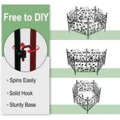 Unho 5 X Metal Garden Fence Panels Border Edging Kids Lawn Animal Barrier 69x67 Cm -Indoor Flower Pot 34742016 4