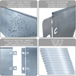 VOUNOT Galvanised Steel Lawn Edging, Metal Garden Edging Landscape Border, 100 X 18 Cm, 10pcs -Indoor Flower Pot 35105198 4