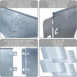 VOUNOT Galvanised Steel Lawn Edging, Metal Garden Edging Landscape Border, 100 X 18 Cm, 20pcs -Indoor Flower Pot 35105199 4