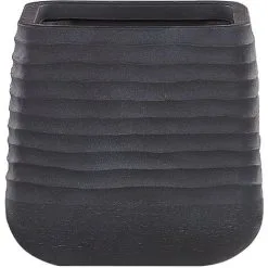 Beliani Modern Outdoor Garden Flower Pot Large 38 X 37 Cm Square Planter Black Parikia
