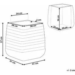Beliani Modern Outdoor Garden Flower Pot Large 38 X 37 Cm Square Planter Black Parikia -Indoor Flower Pot 36731887 3 2