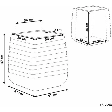 Beliani Modern Outdoor Garden Flower Pot Large 38 X 37 Cm Square Planter Black Parikia 5 Beliani Modern Outdoor Garden Flower Pot Large 38 X 37 Cm Square Planter Black Parikia - Image 3