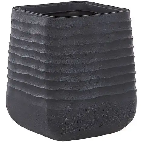 Beliani Modern Outdoor Garden Flower Pot Large 38 X 37 Cm Square Planter Black Parikia 6 Beliani Modern Outdoor Garden Flower Pot Large 38 X 37 Cm Square Planter Black Parikia - Image 4