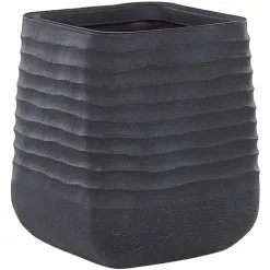 Beliani Modern Outdoor Garden Flower Pot Large 38 X 37 Cm Square Planter Black Parikia -Indoor Flower Pot 36731887 4 2