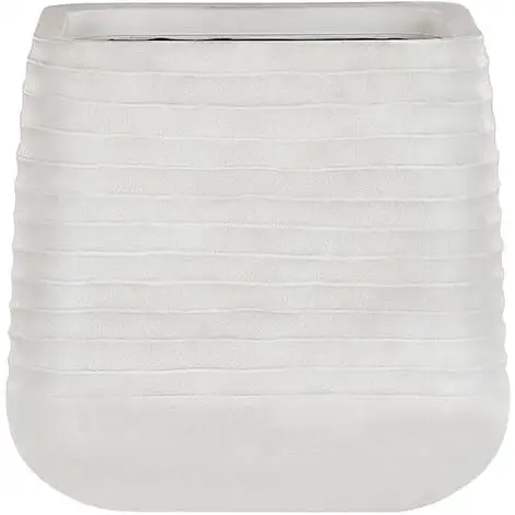 Beliani Outdoor Garden Flower Pot Large 50 X 49 Cm Square Planter Dirty White Parikia 3 Beliani Outdoor Garden Flower Pot Large 50 X 49 Cm Square Planter Dirty White Parikia