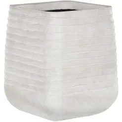 Beliani Outdoor Garden Flower Pot Large 50 X 49 Cm Square Planter Dirty White Parikia -Indoor Flower Pot 36731901 4
