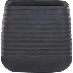 Beliani Modern Outdoor Garden Flower Pot Large 50 X 49 Cm Square Planter Black Parikia