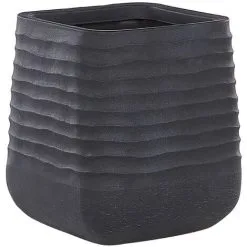 Beliani Modern Outdoor Garden Flower Pot Large 50 X 49 Cm Square Planter Black Parikia -Indoor Flower Pot 36731910 4 2