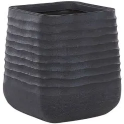 Beliani Modern Outdoor Garden Flower Pot Large 50 X 49 Cm Square Planter Black Parikia -Indoor Flower Pot 36731910 4