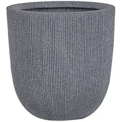 Beliani Modern Outdoor Plant Pot Planter Tall Round 38 X ø 37 Cm Grey Chios