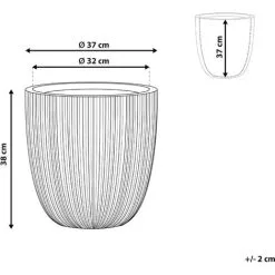 Beliani Modern Outdoor Plant Pot Planter Tall Round 38 X ø 37 Cm Grey Chios -Indoor Flower Pot 36811631 3