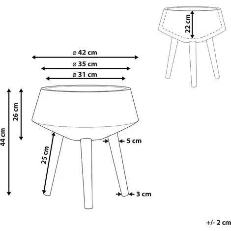Beliani Flower Pot Wooden Stand Light Grey Magnesium Round Inlaid Motif Weira 5 Beliani Flower Pot Wooden Stand Light Grey Magnesium Round Inlaid Motif Weira - Image 3