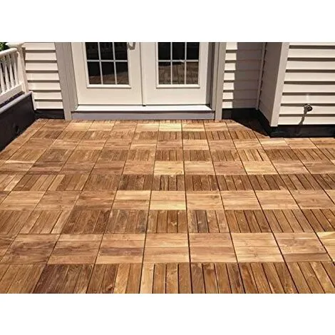 Garden Mile 9pk Deck Tiles, Anti-Slip Wooden Interlocking Decking Tiles 30cm X 30cm 3 Garden Mile 9pk Deck Tiles, Anti-Slip Wooden Interlocking Decking Tiles 30cm X 30cm