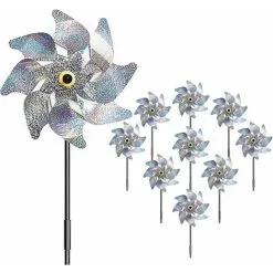 LITZEE Bird Repellent, 10 Pieces Windmill Reflector, Reflective Bird Repellent, Reflective Windmill Bird Repellent To Protect Garden, Orchard, Yard, Roof