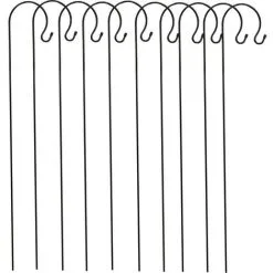 Selections 10 X Shepherds Crook Black Metal Garden Border Hooks (1.5m)