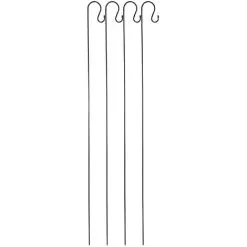 Selections 4 X Shepherds Crook Black Metal Garden Border Hooks (1.5m)