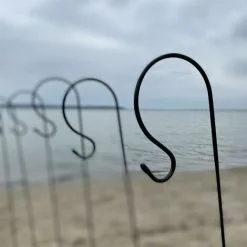 Selections 4 X Shepherds Crook Black Metal Garden Border Hooks (1.5m) -Indoor Flower Pot 49696174 4