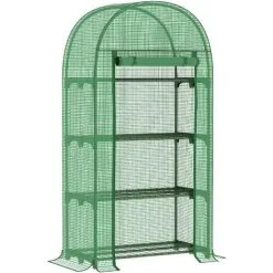 Outsunny 80 X 49 X 160cm Mini Greenhouse Portable Green House With Storage Shelf