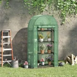 Outsunny 80 X 49 X 160cm Mini Greenhouse Portable Green House With Storage Shelf -Indoor Flower Pot 51386031 3