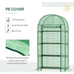 Outsunny 80 X 49 X 160cm Mini Greenhouse Portable Green House With Storage Shelf -Indoor Flower Pot 51386031 4
