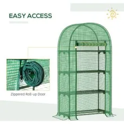 Outsunny 80 X 49 X 160cm Mini Greenhouse Portable Green House With Storage Shelf -Indoor Flower Pot 51386031 5