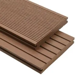 Topdeal WPC Solid Decking Boards With Accessories 10m2 2.2m Light Brown VDTD18553