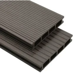 Topdeal WPC Hollow Decking Boards With Accessories 10m2 2.2m Dark Brown VDTD18610