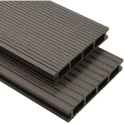 Topdeal WPC Hollow Decking Boards With Accessories 16m2 2.2m Dark Brown VDTD18611
