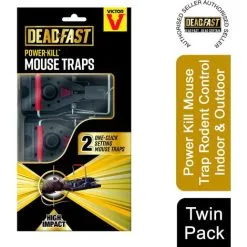 Deadfast Power Kill Mouse Trap Rodent Control Indoor & Outdoor Twin 2 Pack