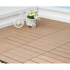 Tinor WPC Plastic Composite Tile Outdoor Flooring Wood-plastic Slabs Outdoor Grating Plug-in System For Patio Garden Balcony(11 Pieces-30 30cm (Almond Yellow)) -Indoor Flower Pot 55651005 4