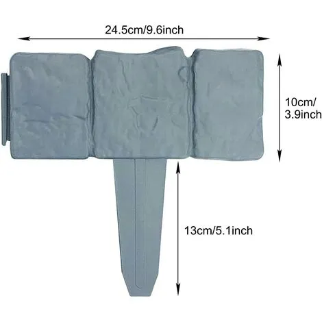 OSQI 20 Pcs Garden Edging, Garden Lawn Edging Fence Border Gray Plastic Garden Lawn Edges Palisade Stone Effect Lawn FenceEdging For Garden Lawn 4 OSQI 20 Pcs Garden Edging, Garden Lawn Edging Fence Border Gray Plastic Garden Lawn Edges Palisade Stone Effect Lawn FenceEdging For Garden Lawn - Image 2