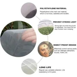Tinor Fine Mesh Insect Protection Net For Garden, Greenhouse, Plants, Fruits, Flowers, Crops, 62.5m（40 Mesh 1mm Mesh） -Indoor Flower Pot 56696715 5