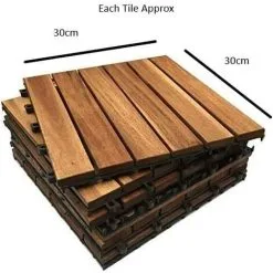 Garden Mile 36pk Deck Floor Tiles Inter Locking Click-In Anti-Slip Wooden Decking Tiles - For Deck, Patio, Balcony, Roof Terrace, Hot Tub Tiles Tiling Flooring Decking Indoor Or Outdoor Garden Easy Install -Indoor Flower Pot 58239654 2