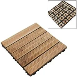 Garden Mile 36pk Deck Floor Tiles Inter Locking Click-In Anti-Slip Wooden Decking Tiles - For Deck, Patio, Balcony, Roof Terrace, Hot Tub Tiles Tiling Flooring Decking Indoor Or Outdoor Garden Easy Install -Indoor Flower Pot 58239654 4